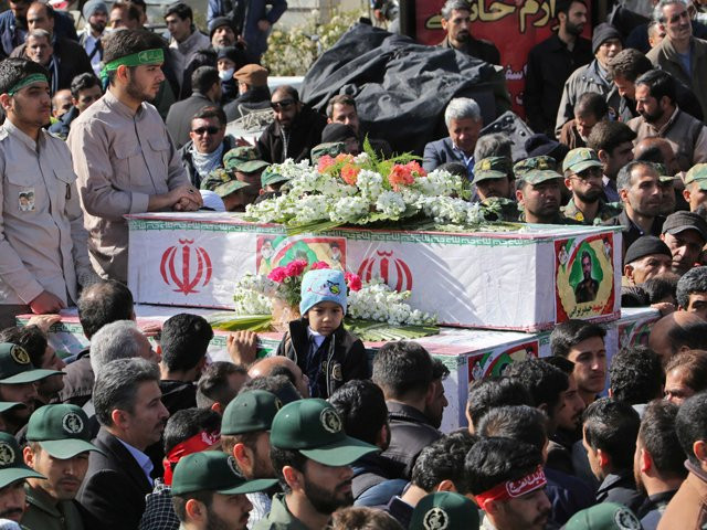 members of iranian revolutionary guards corps irgc attend the funeral of fellow guards who were killed in a suicide attack in southeastern city of isfahan on february 16 2019 photo afp members of iranian revolutionary guards corps irgc attend the funeral of fellow guards who were killed in a suicide attack in southeastern city of isfahan on february 16 2019 photo afp