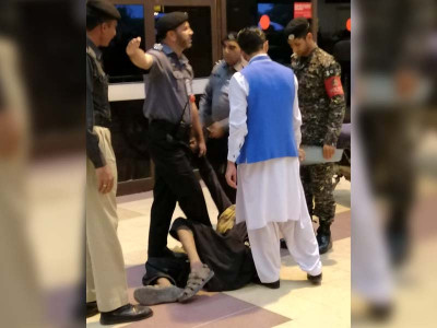 biker overpowered after breaking into karachi airport biker overpowered after breaking into karachi airport