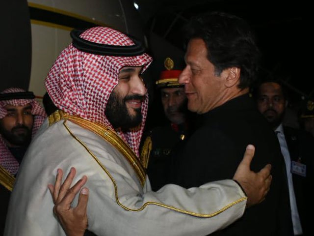 prime minister imran khan receives saudi crown prince mohammad bin salman at the nur khan airbase in rawalpindi on sunday photo pid