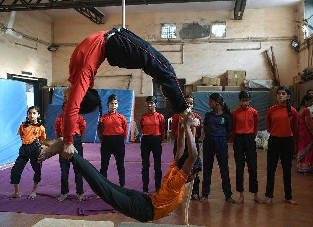 in this photo taken on february 15 2019 young visually impaired indian gymnasts perform a rope version of the indian ancient sport mallakhamb at the shree samartha vyayam mandir in mumbai photo afp in this photo taken on february 15 2019 young visually impaired indian gymnasts perform a rope version of the indian ancient sport mallakhamb at the shree samartha vyayam mandir in mumbai photo afp