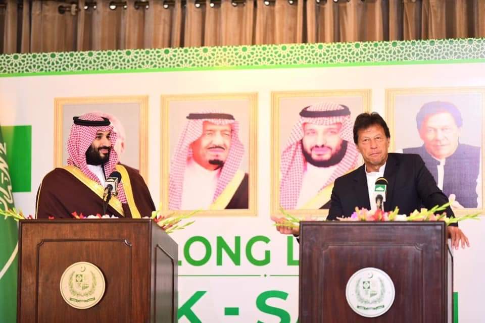 saudi crown prince mohammad bin salman and prime minister imran khan on monday photo pti