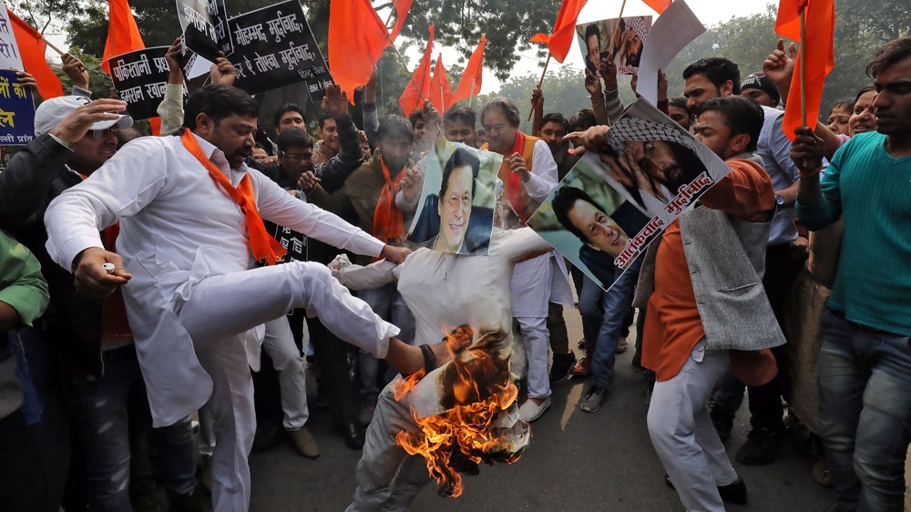 members of shiv sena a hindu hardline group shout slogans in new delhi during a protest against the suicide attack photo reuters