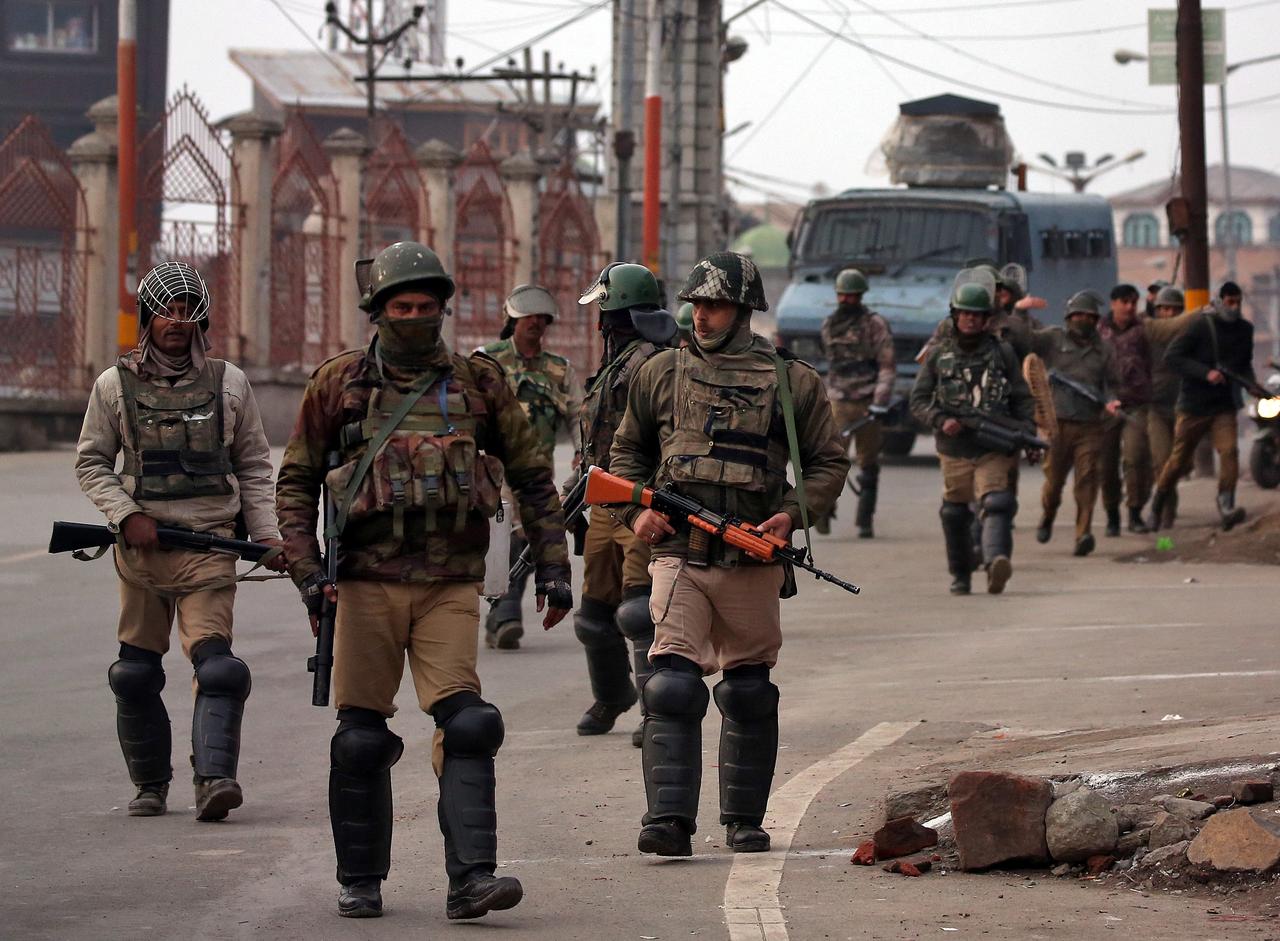 indian central reserve police force crpf personnel patrol a street in downtown srinagar occupied kashmir photo reuters