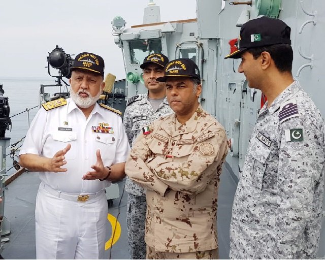 chief of staff personnel vice admiral abdul aleem and fleet commander uae forces witnessing the bilateral exercise conducted onboard pns tariq photo nni