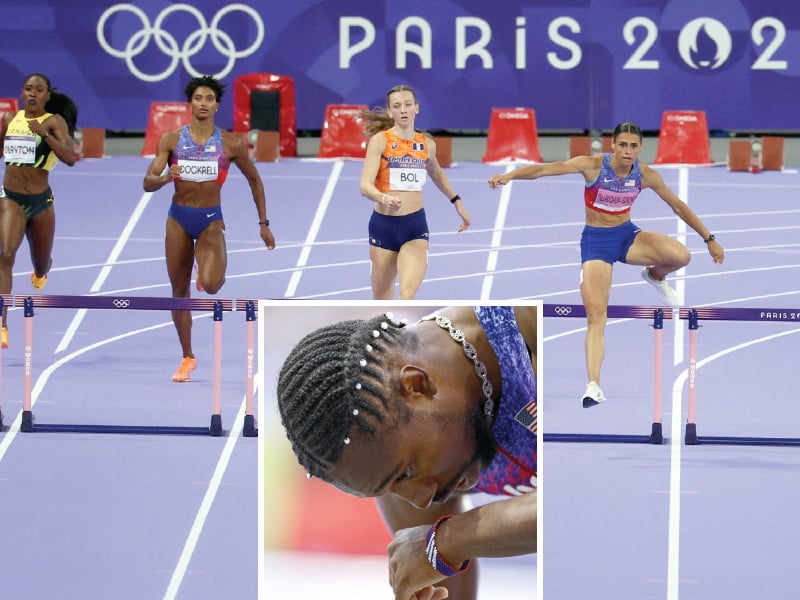 sydney mclaughlin levrone of united states and others in action during women s 400m hurdles final at stade de france on friday right covid definitely affected lyles performance for us at the olympics photo reuters afp