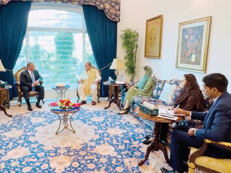 us ambassador donald blome meets punjab chief minister maryam nawaz and pml n president nawaz sharif photo nni