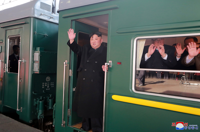 north korean leader kim jong un waves from a train as he departs for a summit in hanoi in pyongyang north korea in this photo released by north korea 039 s korean central news agency kcna on february 23 2019 photo reuters