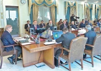 prime minister shehbaz sharif has a word with members of his cabinet during the meeting photo inp