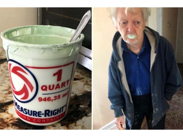 pensioner 039 s granddaughter discovered him with the mint green lips after consuming the paint photo courtesy twitter alex stein pensioner 039 s granddaughter discovered him with the mint green lips after consuming the paint photo courtesy twitter alex stein