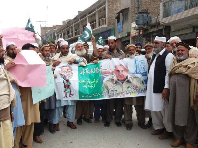 people across k p march against indian war threats