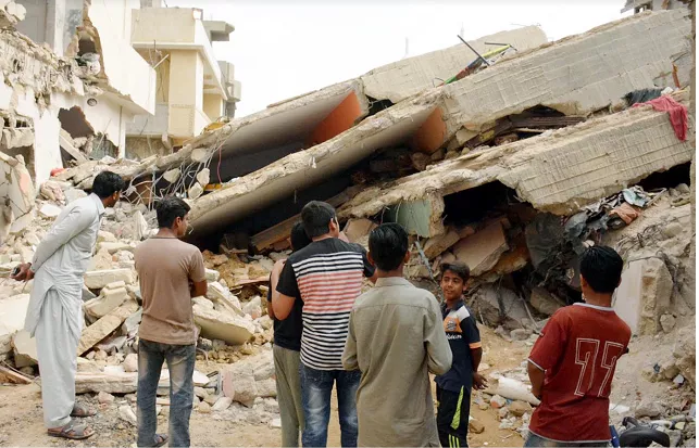 the three storey building located in jaffar tayyar society collapsed on monday morning photo online the three storey building located in jaffar tayyar society collapsed on monday morning photo online