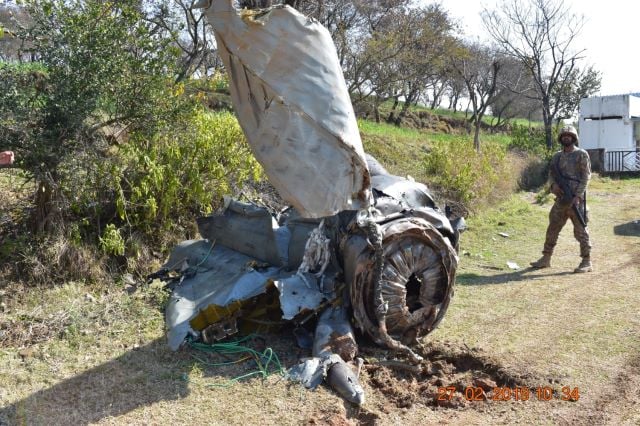 wreckage of iaf jet shot down by paf  express