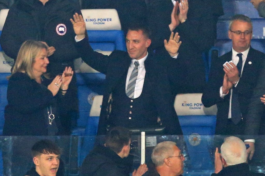 successful campaigner brendan rodgers won seven domestic trophies in nearly three seasons in charge of celtic and leaves the hoops eight points clear at the top of the scottish premiership photo afp