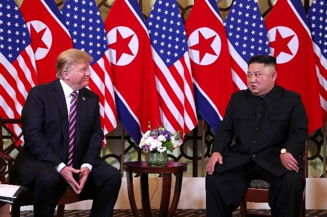 us president donald trump and north korean leader kim jong un sit down before their one on one chat during the second us north korea summit at the metropole hotel in hanoi vietnam photo reuters us president donald trump and north korean leader kim jong un sit down before their one on one chat during the second us north korea summit at the metropole hotel in hanoi vietnam photo reuters