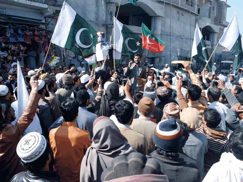 people in bannu march against indian aggression photo express