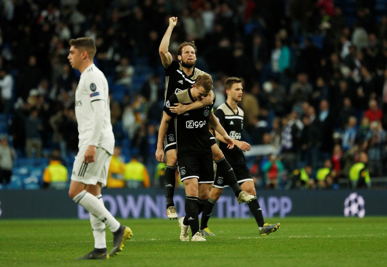 ajax players celebrate at full time photo reuters
