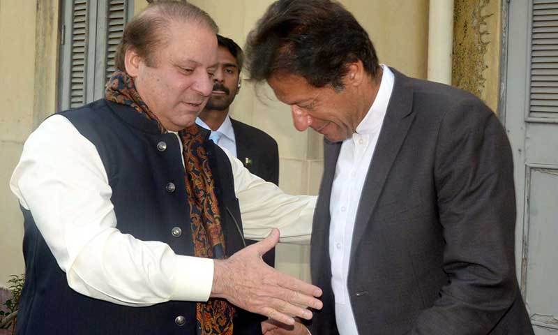 in a file photo nawaz sharif greets imran khan photo online file