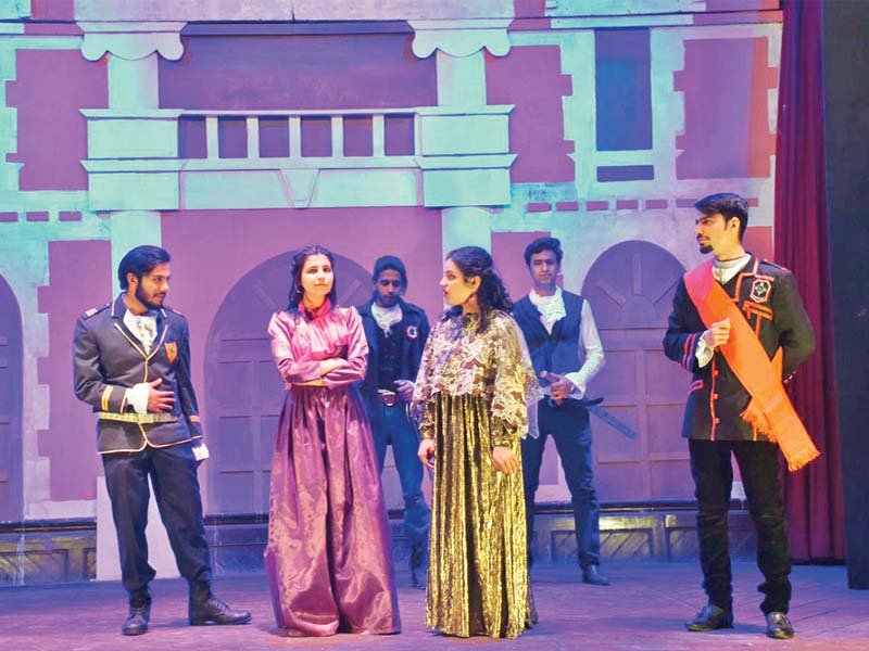 othello goes on stage at edwardes college in peshawar