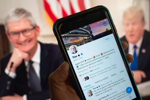 photo illustration shows the twitter feed of apple chief executive tim cook who turned into quot tim apple quot on social media after a slip up by us president donald trump photo afp