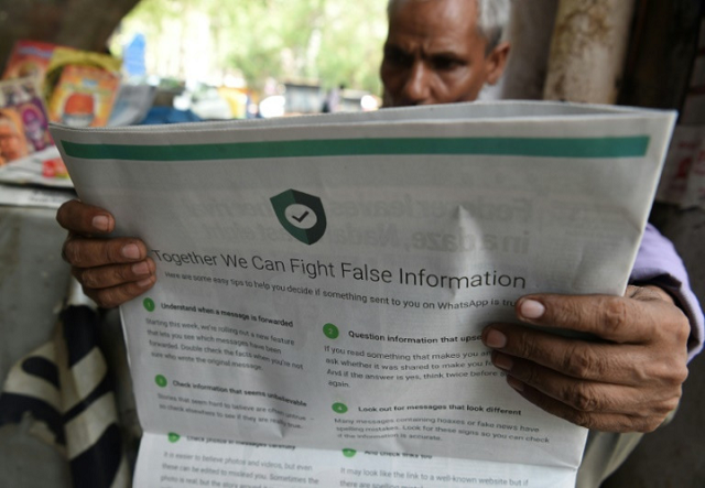 description whatsapp took out full page advertisements after at least 24 people were lynched by mobs spurred by false information carried by the service photo afp