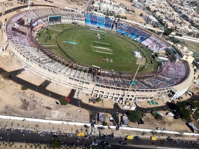 an aerial view of karachi s national stadium photo app