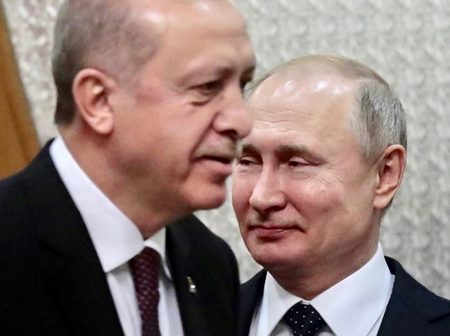 turkish president recep tayyip erdogan left meets russian counterpart vladimir putin in sochi russia photo afp