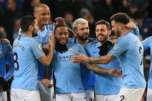 manchester city 039 s english midfielder raheem sterling c celebrates scoring his first goal with teammates during the english premier league football match between manchester city and watford at the etihad stadium in manchester photo afp manchester city 039 s english midfielder raheem sterling c celebrates scoring his first goal with teammates during the english premier league football match between manchester city and watford at the etihad stadium in manchester photo afp