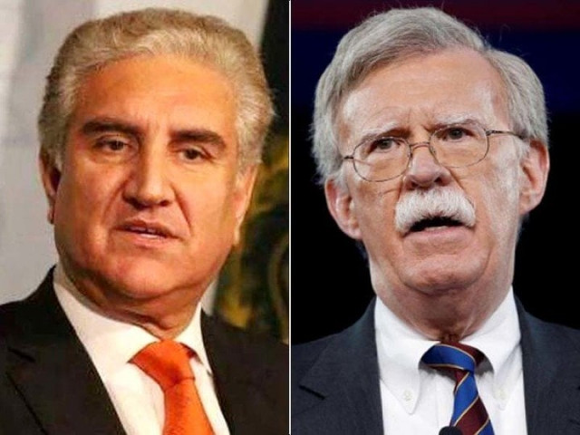 foreign minister shah mehmood qureshi left and us national security adviser john bolton photo express file