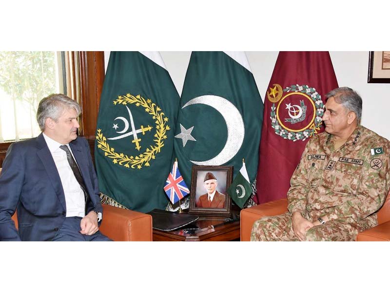 uk defence secretary stephen lovegrove in a meeting with army chief general qamar javed bajwa photo ispr