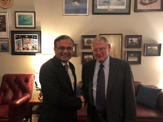 ambassador asad majeed khan meets republican senator james inhofe who is the chairman of the us senate armed services committee today photo express ambassador asad majeed khan meets republican senator james inhofe who is the chairman of the us senate armed services committee today photo express