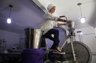 in ivory coast organic chocolate made with a bicycle