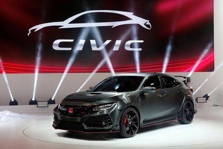 the honda civic type r prototype is displayed on media day at the paris auto show photo reuters