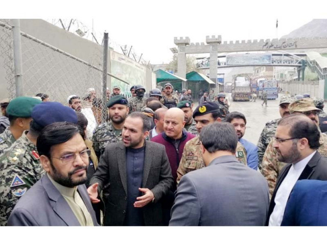 afghan ambassador shukrullah atif mashal talks with security officials at torkham border photo express afghan ambassador shukrullah atif mashal talks with security officials at torkham border photo express