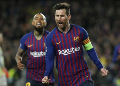 messi proves too much for lyon as barcelona reach champions league quarters messi proves too much for lyon as barcelona reach champions league quarters