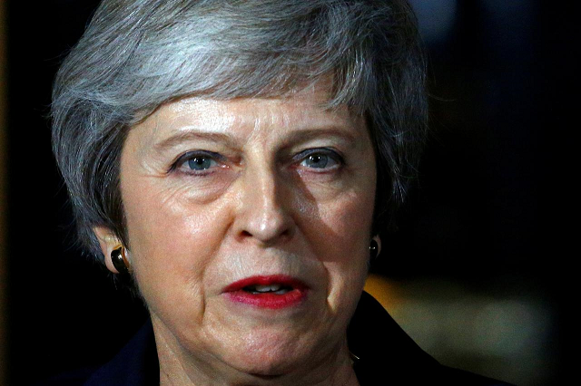 britain 039 s prime minister theresa may makes a statement outside 10 downing street in london britain november 14 2018 photo reuters file