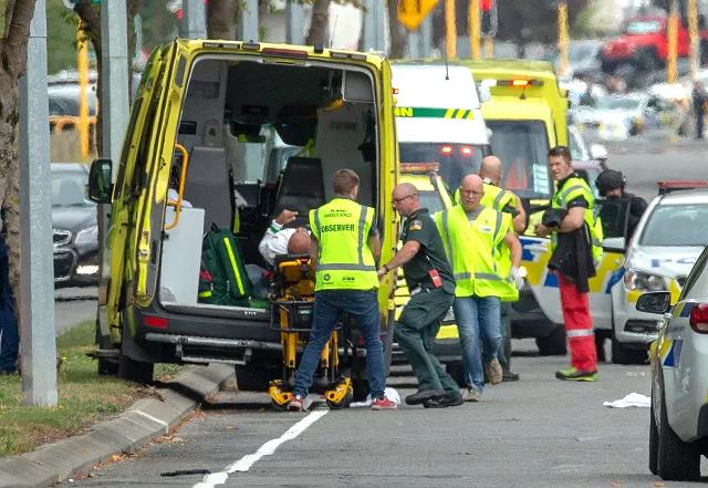 an injured person is loaded into an ambulance following a shooting at the al noor mosque in christchurch new zealand march 15 2019 photo afp an injured person is loaded into an ambulance following a shooting at the al noor mosque in christchurch new zealand march 15 2019 photo afp