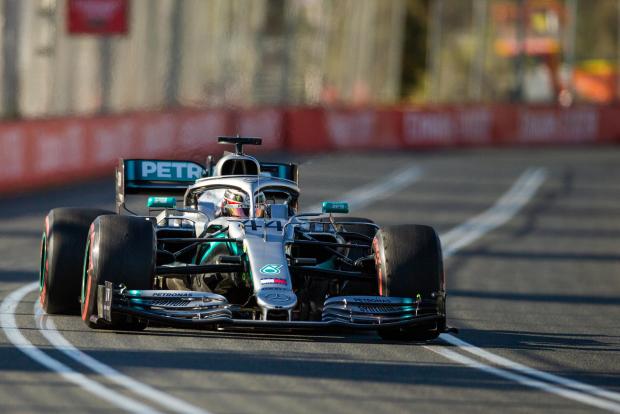 the briton led a mercedes one two in the second session as he powered round the albert park circuit under clear skies with a best of one minute 22 600 seconds among his 33 laps photo afp