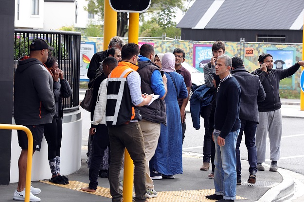 residents gathering close to the mosque after a firing incident in christchurch photo afp