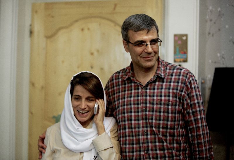 iranian humman rights lawyer nasrin sotoudeh seen in this 2013 picture alongside her husband photo afp