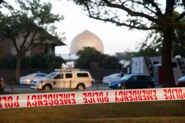 police secure the area with tape across the road from the dean avenue mosque on march 17 2019 in christchurch new zealand photo afp police secure the area with tape across the road from the dean avenue mosque on march 17 2019 in christchurch new zealand photo afp