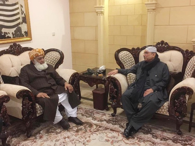 file photo of zardari and fazlur rehman meeting photo express file photo of zardari and fazlur rehman meeting photo express