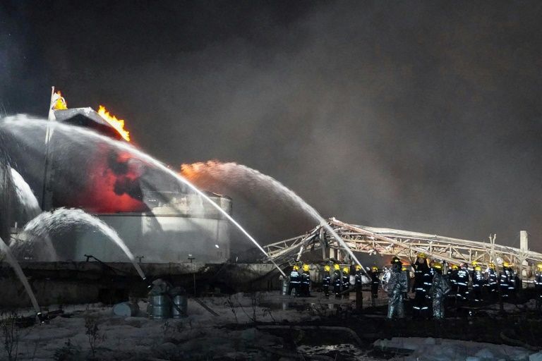 hundreds of rescuers have been dispatched to the scene at the facility run by tianjiayi chemical photo afp