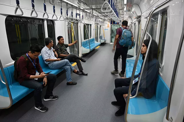 passengers on board a jakarta mass rapid transit mrt coach during a trial run in the city photo afp passengers on board a jakarta mass rapid transit mrt coach during a trial run in the city photo afp