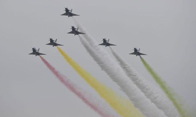 chinese j10 fighter jet perform during the pakistan day parade in islamabad on march 23 2019 photo afp chinese j10 fighter jet perform during the pakistan day parade in islamabad on march 23 2019 photo afp