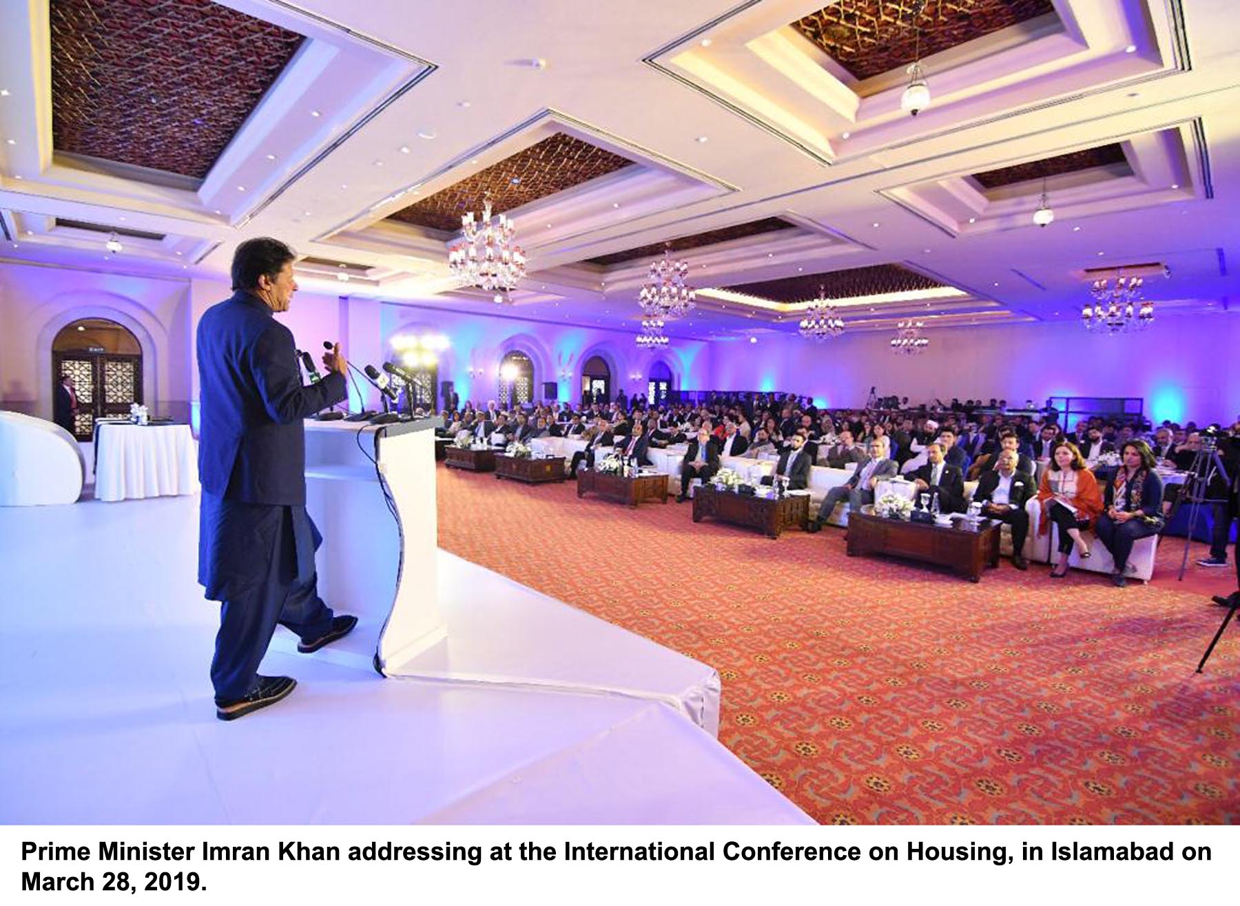 pm imran khan addresses the international housing conference in islamabad on thursday photo pid