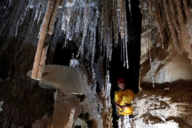boaz langford a member of hebrew university s cave research center stands inside the malham cave photo reuters boaz langford a member of hebrew university s cave research center stands inside the malham cave photo reuters