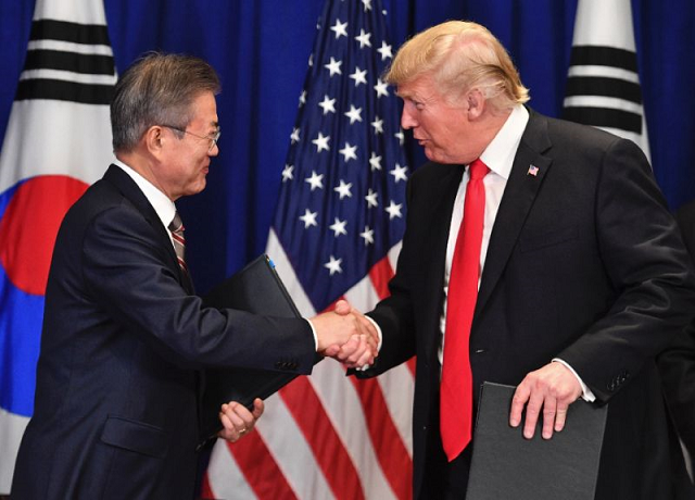 us president donald trump and south korean president moon jae in will meet in april in washington photo afp