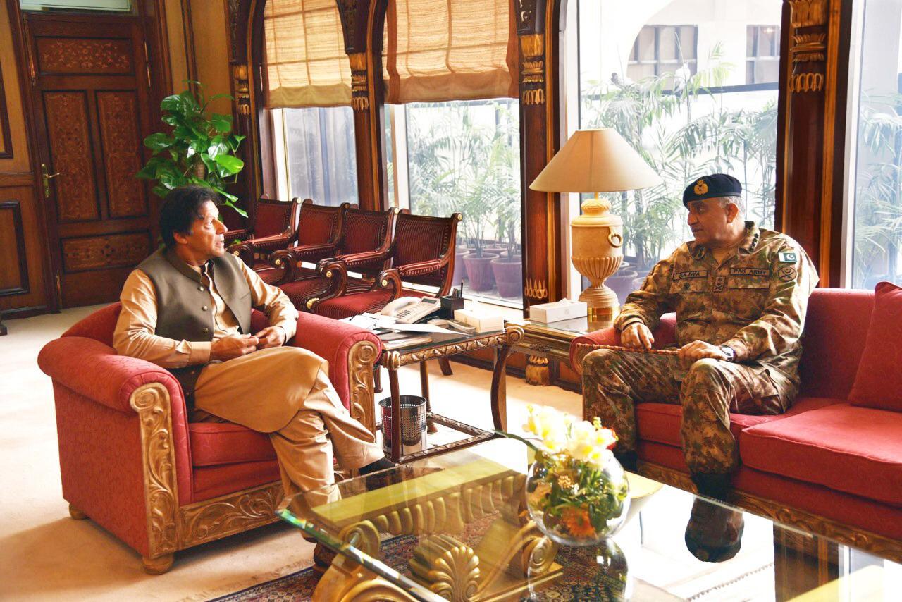 army chief general qamar bajwa calls on prime minister imran khan in islamabad on thursday photo radio pakistan