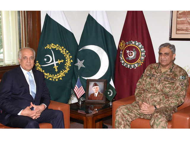 us special envoy for afghan peace zalmay khalilzad calls on army chief general qamar bajwa at the ghq in rawalpindi on friday photo ispr