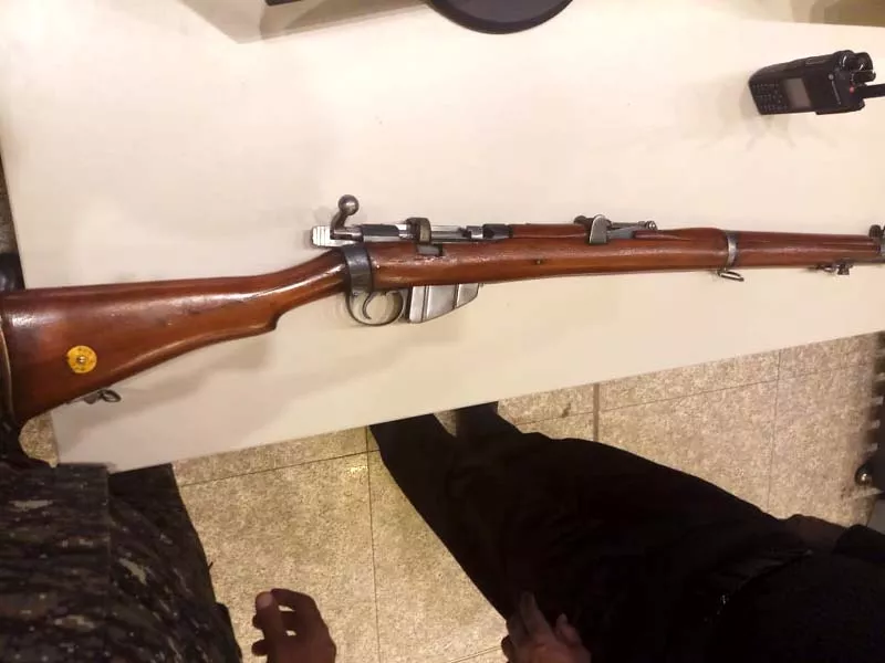 the rifle rolled up in a carpet was recovered from muhammad afzal at the new islamabad international airport on friday photo express the rifle rolled up in a carpet was recovered from muhammad afzal at the new islamabad international airport on friday photo express